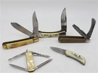 LOT OF 5 KNIVES 4 SLIP JOINTS & 1 IS A LOCK BACK