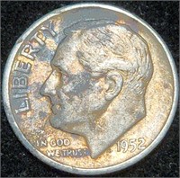 1952 Roosevelt Silver Dime - Toned Example