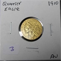 1910 GOLD QUARTER EAGLE AU