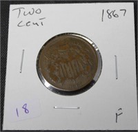 1867 TWO CENT PIECE F