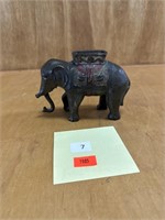 Vtg Elephant Cast Iron Bank