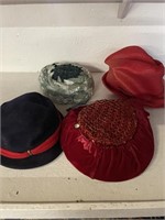 Lot of 4 Vintage Colorful Ladies Hats