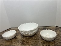MILK GLASS BOWL AND CANDLE HOLDER LOT