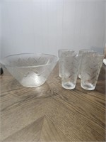 Coca-Cola Clear Bowl and Glasses