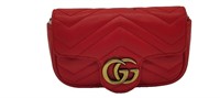GG Mini Red Leather with Gold Chain