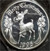 1 Troy Oz .999 Fine Silver 1995 Rudolph/Christmas