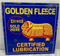 Square Enamel 'GOLDEN FLEECE SOLD HERE" Sign