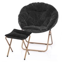 N8172  MoNiBloom Saucer Chair  Ottoman Set Black
