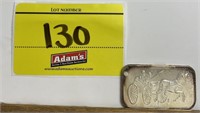 1 OUNCE, .999 FINE SILVER BAR, HORSE AND CARRIAGE