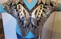 Stunning  butterfly sequin shirt size large