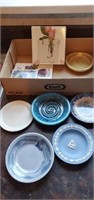 Wedgewood tiny plate and pottery plates & misc