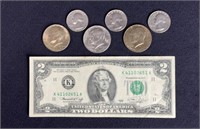 US Bicentennial Half Dollars, Quarters, $2 Bill
