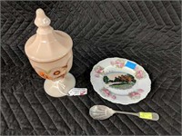 Westmore Land Covered Candy Dish & Ceramic Plate