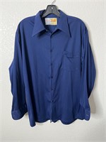 Vintage Navy Button Up Shirt Van Huesen Van Duel