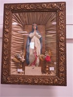 Vintage gilt-framed Blessed Virgin shadowbox