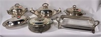 Silver plate serving pieces: Round dish with