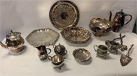 Silverplate Teapot, Serving Trays, Creamers,