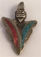 Old Sterling Arrowhead Pendant 7/8 " long