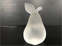 Frosted glass pear paperweight