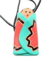 Terracotta Native American Baby Pendant