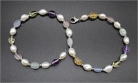Pearl & Multi Gem Bead Necklace