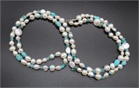 Turquoise & Multi Form Pearl Necklace