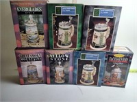 Collectible beer steins x7 including Budweiser