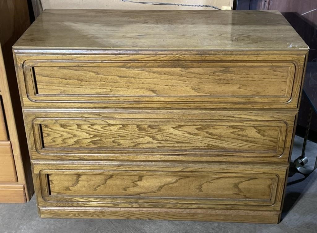 (H) Vintage 3 Drawer Dresser with contents 36” x