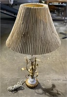 (H) Vintage Brass Tulip Table Lamp 30”