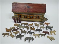 Vintage Noah's Arc w/ Various Animal Figurines