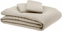 OVERSIZER EMBOSSED COVERLET BED SET, BEIGE