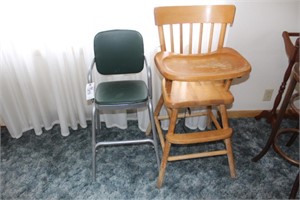 Antique Metal and Wooden Highchair