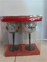 Set of 4 hand painted wine goblets 16 oz.