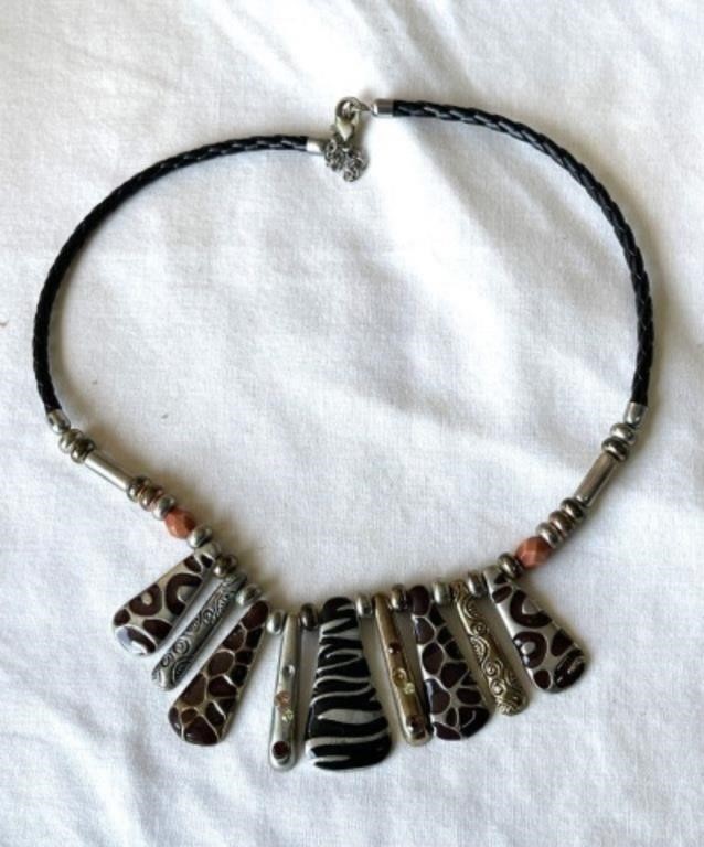 Vintage Enamel Tribal Statement Necklace