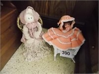 Wicker doll rocker - rattan chair w/rag dolls