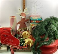 Christmas Decor including Tree Stand, Stockings,
