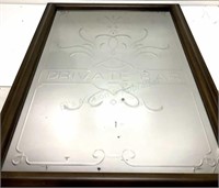 Etched “ Private Bar” Wall Bar Mirror