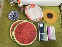WATERMELON PLACEMATS, PAPER PLATES, BLASTER FULL