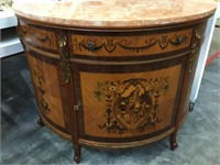 French 47 in wide Marquetry inlaid marble top