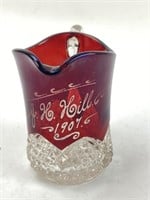1907 Antique Cranberry Glass Creamer