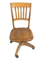 Small Oak Rolling Office Chair