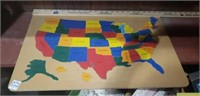 Vintage wood USA puzzle map
