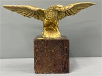 Brass American Eagle Figure Wood Base