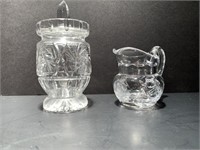 VINTAGE CRYSTAL CREAM & SUGAR 5" & 3"