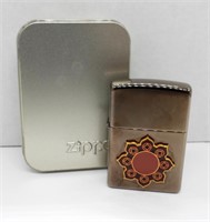 2003 FIRED ROSETTE SUN ZIPPO