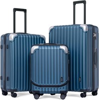 $410  LEVEL8 Grace Luggage, Blue, 3-Piece Set