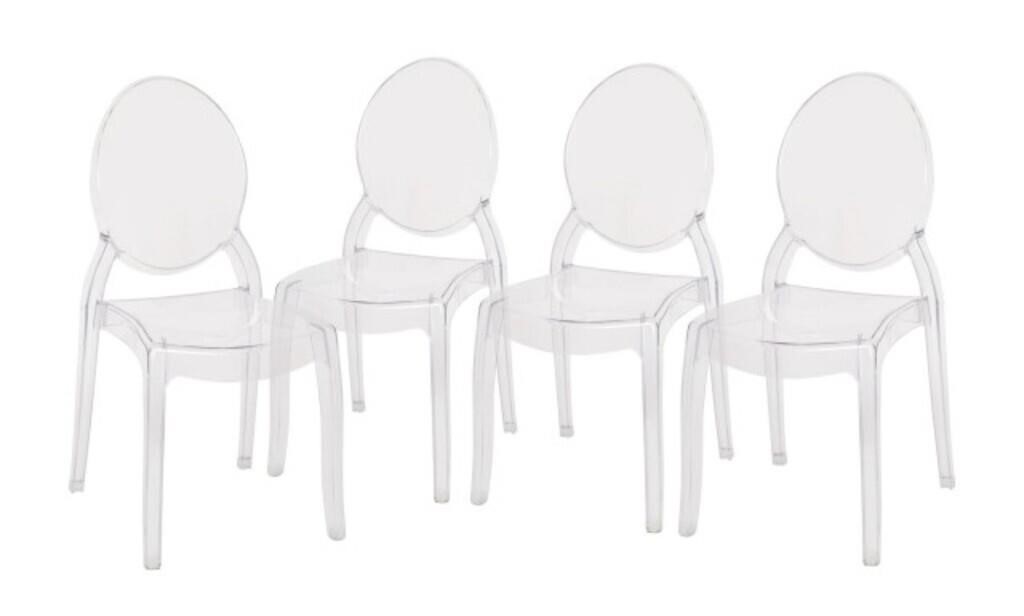 Clear Plastic "Ghost" Dining Chairs / 4 pc