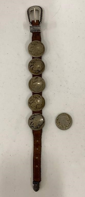 Antique Buffalo Nickel Bracelet and Coin