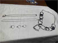 necklace, silver necklace chain, rings,