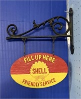 Hanging Cast Iron Oval Shell Sign w/ Bracket